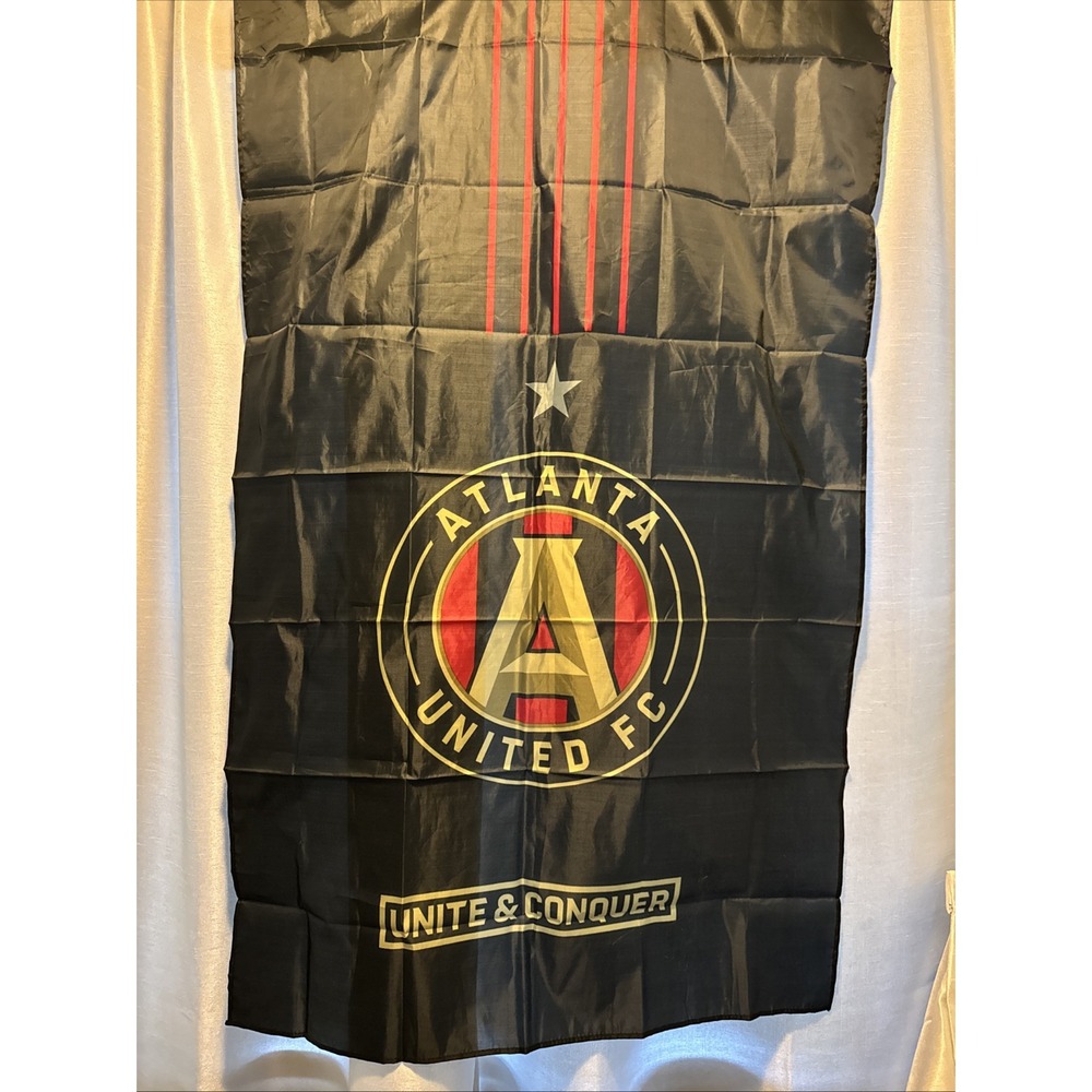 Atlanta United FC Flag‎ Unite & Conquer MLS Soccer Banner Black Red Five Stripes